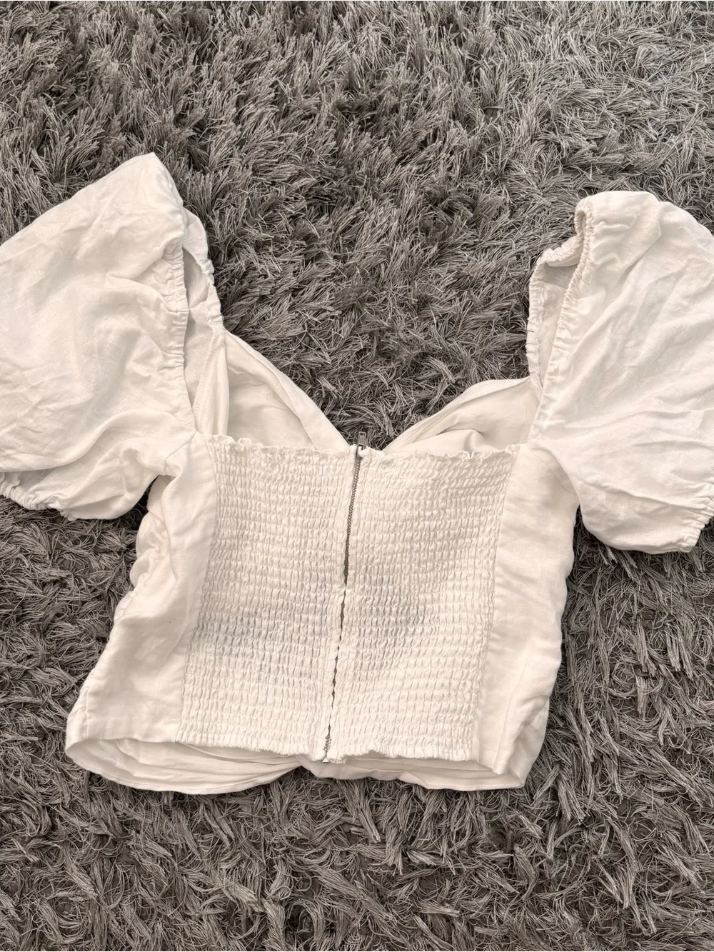 Reformation White Puff Sleeve Top
